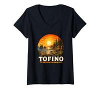 Donna Tofino Canada Avventura Natura Camping Escursioni Maglietta con Collo a V