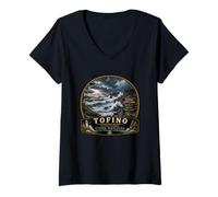 Donna Tofino Storm Watching Isola di Vancouver Canada Maglietta con Collo a V