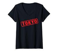 Donna Tokyo Logo #7 Etichetta Osaka Nippon Giappone Kyoto Sapporo Maglietta con Collo a V