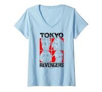 Donna Tokyo Revengers Character Grid Anime Maglietta con Collo a V