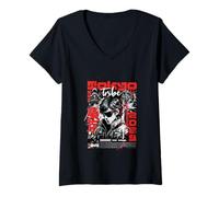 Donna Tokyo Tribe Retro Anime Stile Cyberpunk Maglietta con Collo a V