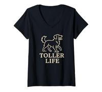 Donna Toller Life Nova Scotia Duck Tolling Retriever Maglietta con Collo a V