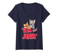 Donna Tom And Jerry Leaning with Logo Maglietta con Collo a V