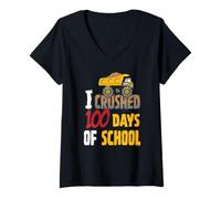 Donna Tonka I Crushed 100 Days of School Classic Mighty Dump Truck Maglietta con Collo a V