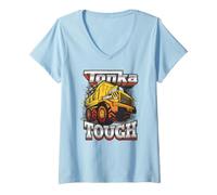 Donna Tonka Tough Large Construction Dump Truck Loaded with Rocks Maglietta con Collo a V
