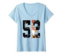 Donna Tony The Tiger Basketball - Cereali da Colazione con 52 Fiocchi di Ghiaccio Maglietta con Collo a V