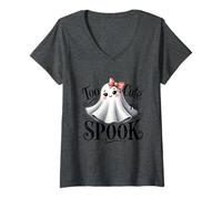 Donna Too Cute To Spook Girls - Costume da Fantasma di Halloween per Donne Maglietta con Collo a V