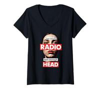 Donna Too Much Radio Not Enough Head Meme Maglietta con Collo a V