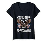 Donna Too Old To Fight Too Slow To Run But I Can Still Shoot Funny Maglietta con Collo a V