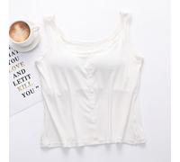 Donna Top Corto Basic Canotta con Incorporato Reggiseno Maniche Largo Cinturino