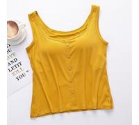 Donna Top Corto Basic Canotta con Incorporato Reggiseno Maniche Largo Cinturino