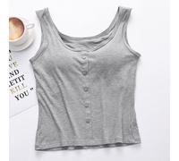 Donna Top Corto Basic Canotta con Incorporato Reggiseno Maniche Largo Cinturino
