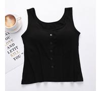 Donna Top Corto Basic Canotta con Incorporato Reggiseno Maniche Largo Cinturino