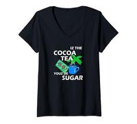 Donna Top da tè al cacao Maglietta con Collo a V