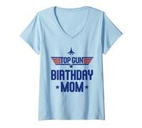 Donna Top Gun Birthday Mom Stars Maglietta con Collo a V