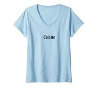 Donna Top That Says The Name Celeste | Cute Adults Kids - Graphic Maglietta con Collo a V