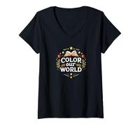 Donna Topo da lettura estiva per bambini Color Our World Maglietta con Collo a V
