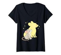 Donna Topolino Carino con Ombra Kawaii Maglietta con Collo a V