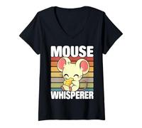 Donna Topolino con Simpatico Design retrò per Gli Amanti dei Topi Maglietta con Collo a V