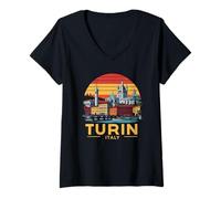 Donna Torino Italia Città Italiana Architettura Europa Souvenir Maglietta con Collo a V