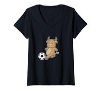 Donna Toro con Calcio Maglietta con Collo a V