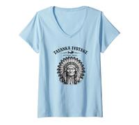 Donna Toro Seduto Tatanka Iyotake Lakota Storia Maglietta con Collo a V