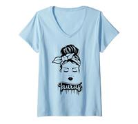 Donna Toro segno zodiacale disordinato panino retrò vintage Maglietta con Collo a V