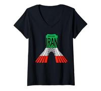 Donna Torre Azadi con i Colori della Bandiera della Persia Maglietta con Collo a V