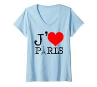 Donna Torre Eiffel J'Adore Parigi Maglietta con Collo a V