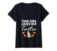 Donna Tortoiseshell Cat Owner Kitten Lover Questa Ragazza AMA Il Suo Tor Maglietta con Collo a V
