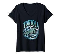 Donna Tortola, Isole Vergini Britanniche Tartaruga e Beach Fun Maglietta con Collo a V