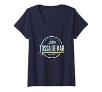 Donna Tossa de Mar España - Retro Tossa de Mar Spagna Vintage Surf Maglietta con Collo a V