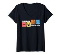 Donna Tostapane con scritta "Live Laugh Toaster Bath" (lingua italiana non garantita) Maglietta con Collo a V