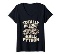 Donna Totally in love with Ball Python - Palla per rettili vintage Maglietta con Collo a V
