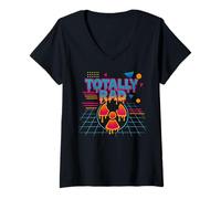 Donna Totally Rad Funny 80s Retro Radical Radiation Hazmat Humor Maglietta con Collo a V