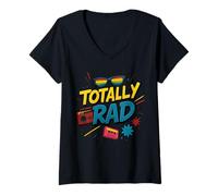 Donna Totally Rad Nostalgic Fun Times Arte grafica Maglietta con Collo a V