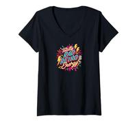 Donna Totally Rad Retro Energy 80s 90s Vibes Maglietta con Collo a V