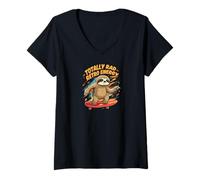 Donna Totally Rad Retro Energy Sloth Skateboard Maglietta con Collo a V