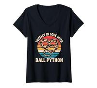 Donna Totalmente innamorato di Ball Python vintage Snake Royal Python Maglietta con Collo a V