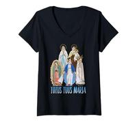 Donna Totus Tuus Maria Totalmente tua cattolica JPII Madre Maria Maglietta con Collo a V