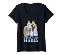 Donna Totus Tuus Maria Totalmente tua cattolica JPII Madre Maria Maglietta con Collo a V
