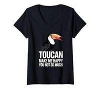 Donna Toucans Make Me Happy You Not So Much Funny Citazione Maglietta con Collo a V