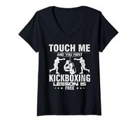 Donna Touch Me And Your First Kickboxing Lesson è Un Divertente Regalo Gratuito Maglietta con Collo a V