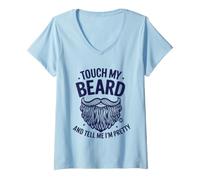 Donna Touch My Beard Pretty Maglietta con Collo a V