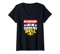 Donna Touch My Bell- Funny Content-Creator Social-Media-Influencer Maglietta con Collo a V