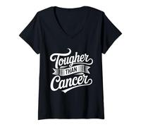 Donna Tougher Than Cancer | Support Squad & Survivor Apparel Maglietta con Collo a V