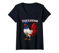 Donna TOULOUSE France Français Souvenir Article Maglietta con Collo a V