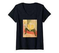 Donna Toulouse Lautrec - La clowness Seduto #2 Maglietta con Collo a V