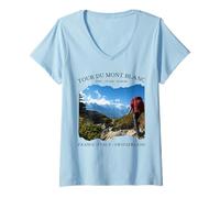 Donna Tour Du Mont Blanc Grandi Escursioni d'Europa Escursioni Donna Uomo Maglietta con Collo a V