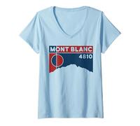 Donna Tour du Mont Blanc Montblanc 4810 Regali escursionistici Francia Maglietta con Collo a V